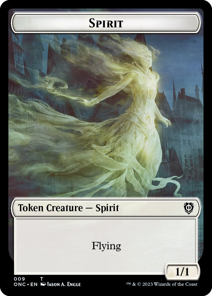 Human // Spirit Double-Sided Token [Phyrexia: All Will Be One Commander Tokens] | Gate City Games LLC