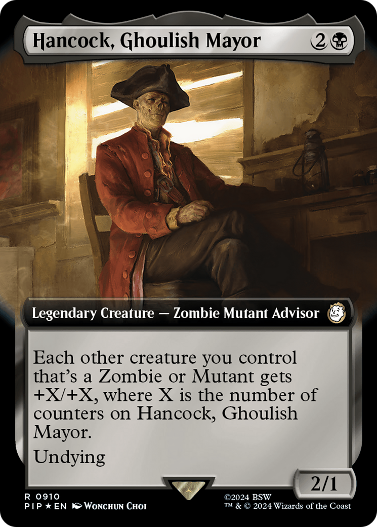 Hancock, Ghoulish Mayor (Extended Art) (Surge Foil) [Fallout] | Gate City Games LLC