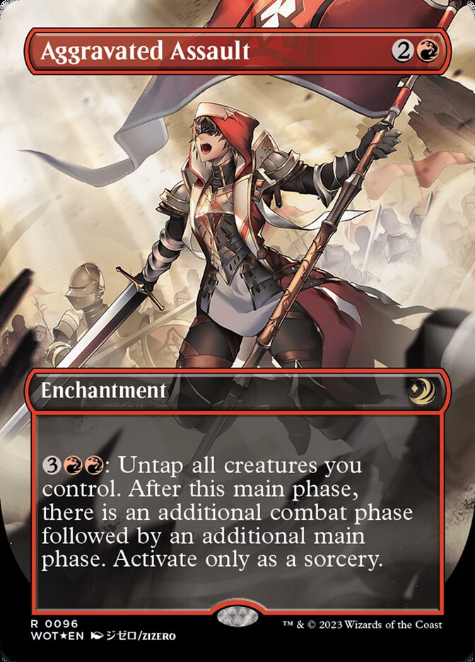 Aggravated Assault (Anime Borderless) (Confetti Foil) [Wilds of Eldraine: Enchanting Tales] | Gate City Games LLC