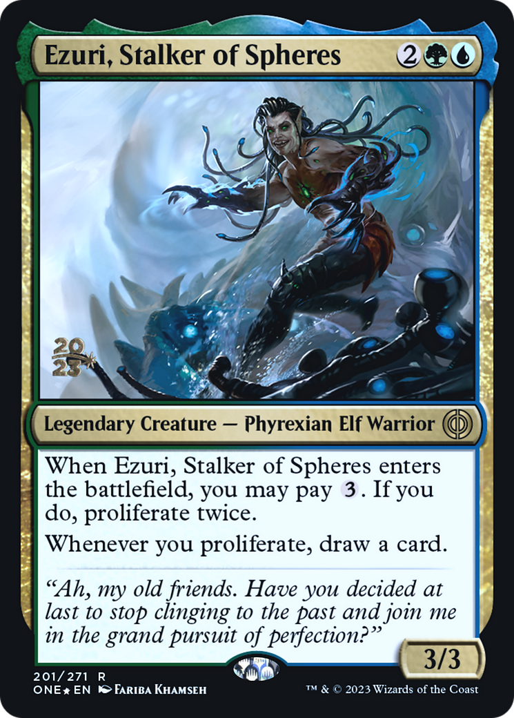 Ezuri, Stalker of Spheres [Phyrexia: All Will Be One Prerelease Promos] | Gate City Games LLC