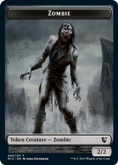 Zombie // Zombie Double-Sided Token (005 MIC/005 MID) [Innistrad: Midnight Hunt Commander Tokens] | Gate City Games LLC