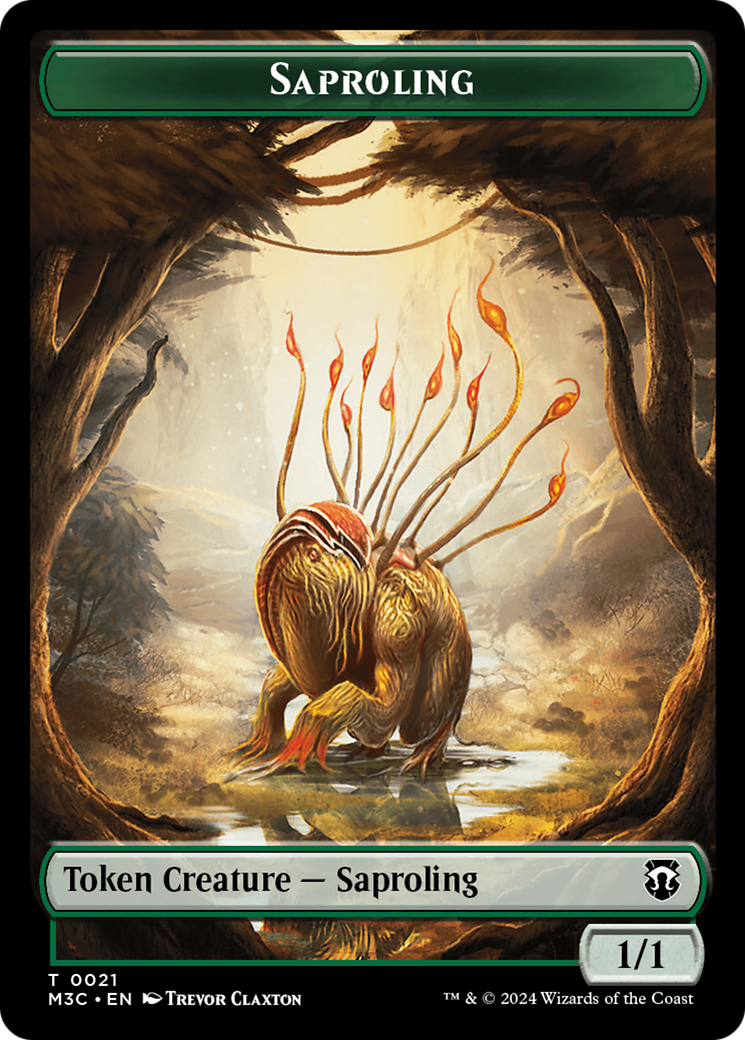 Tarmogoyf (Ripple Foil) // Saproling Double-Sided Token [Modern Horizons 3 Commander Tokens] | Gate City Games LLC
