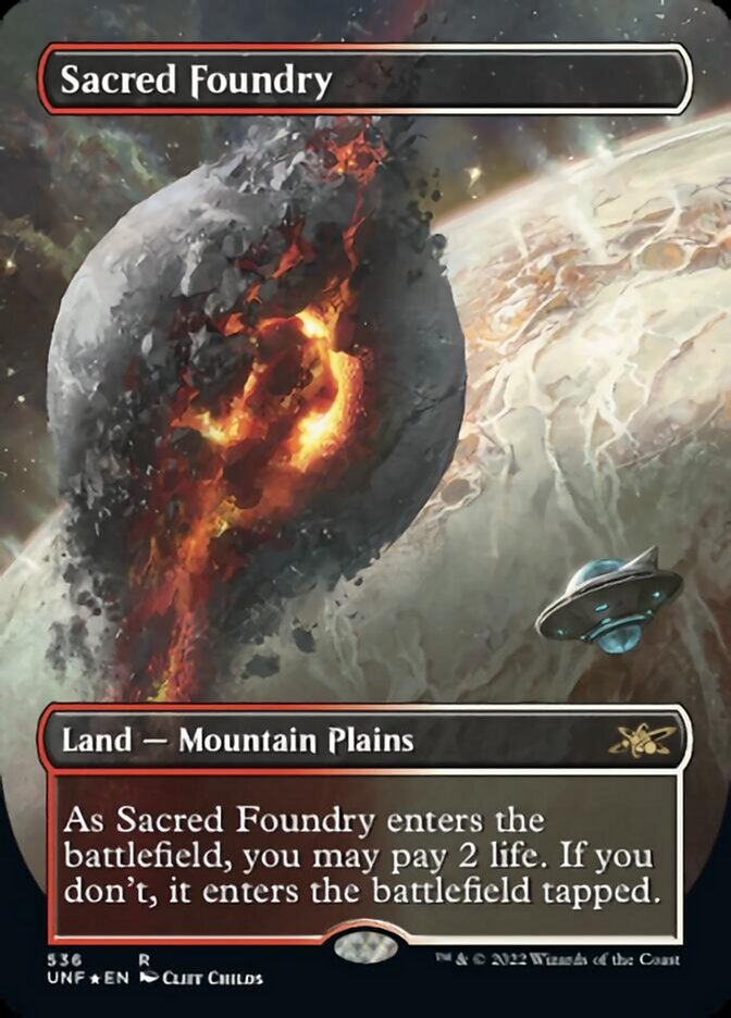 Sacred Foundry (Borderless) (Galaxy Foil) [Unfinity] | Gate City Games LLC