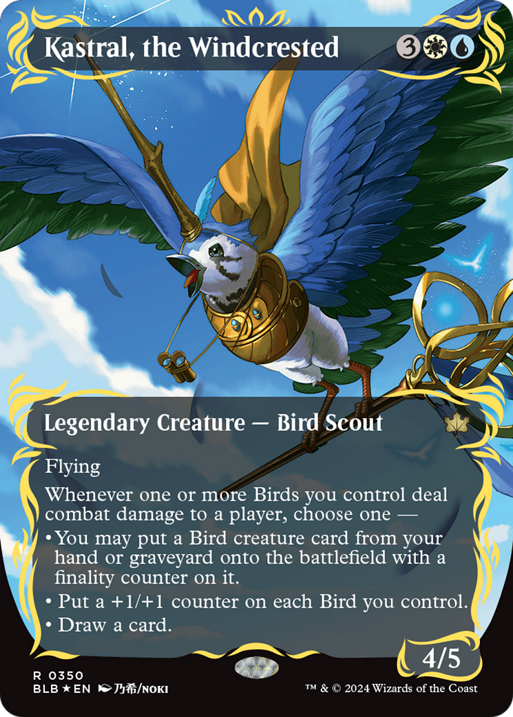 Kastral, the Windcrested (Borderless) (Raised Foil) [Bloomburrow] | Gate City Games LLC