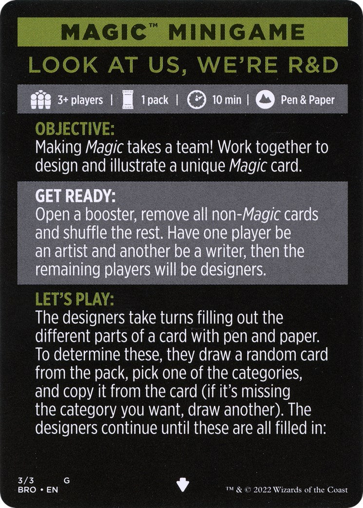 Look at Us, We're R&D (Magic Minigame) [The Brothers' War Minigame] | Gate City Games LLC