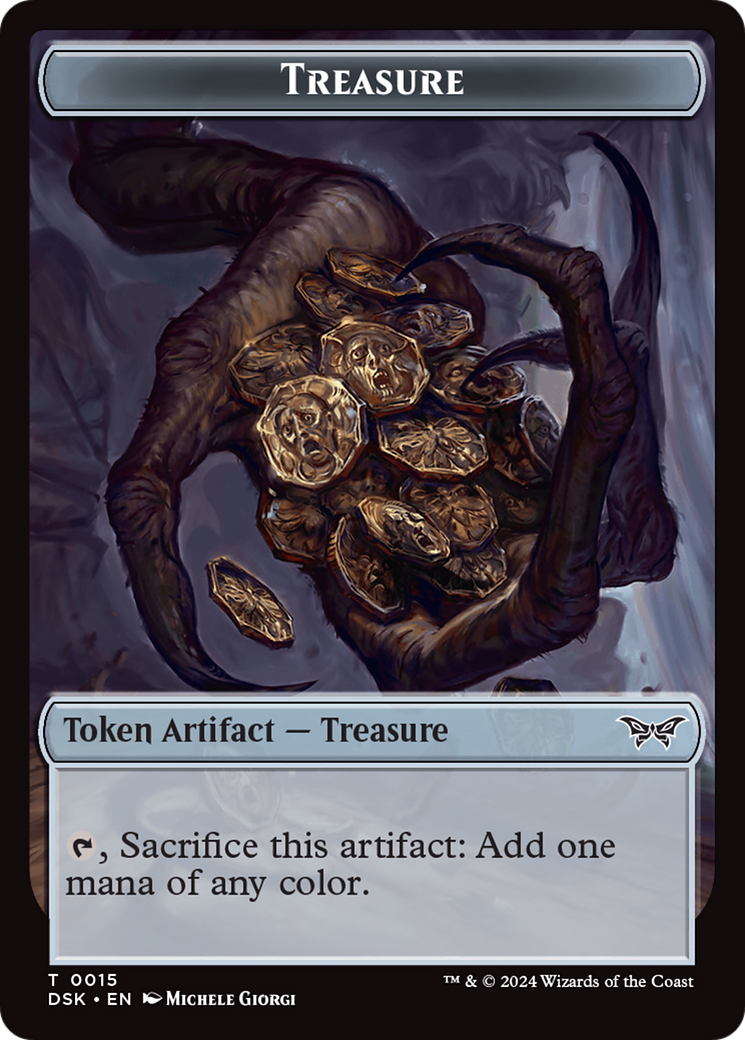 Treasure // Manifest Double-Sided Token [Duskmourn: House of Horror Tokens] | Gate City Games LLC