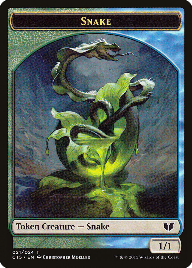 Snake (021) // Saproling Double-Sided Token [Commander 2015 Tokens] | Gate City Games LLC