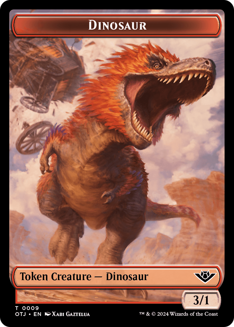 Mercenary // Dinosaur Double-Sided Token [Outlaws of Thunder Junction Tokens] | Gate City Games LLC