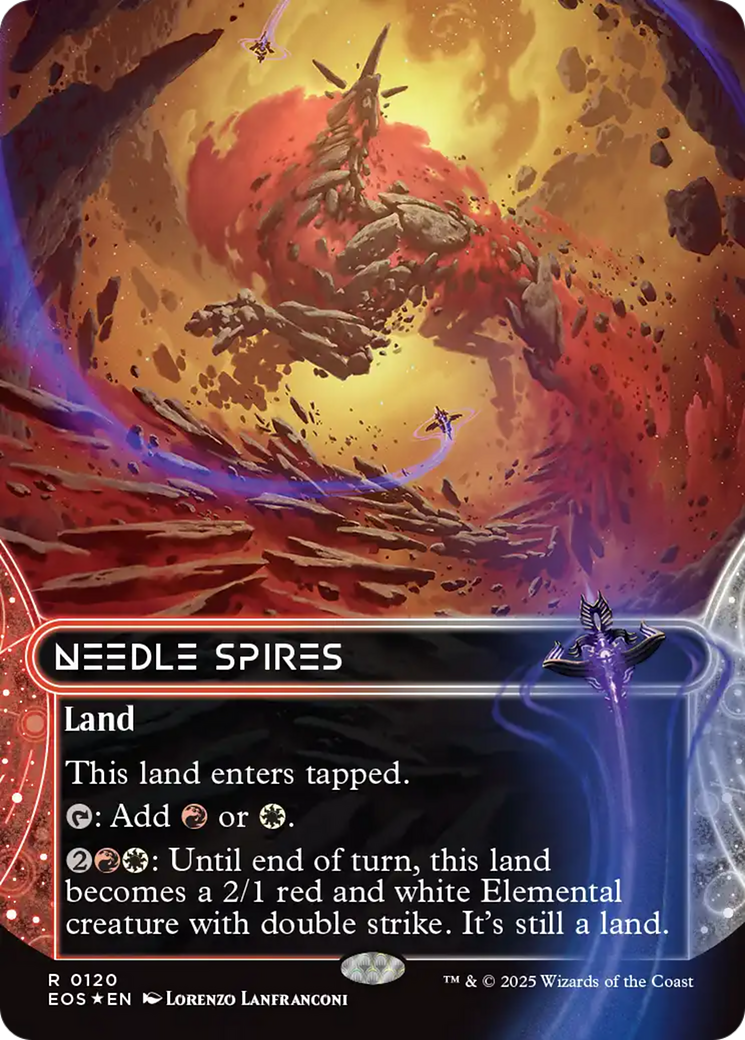 Needle Spires (0120) (Borderless) (Galaxy Foil) [Edge of Eternities: Stellar Sights] | Gate City Games LLC