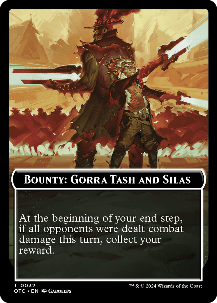 Bounty: Gorra Tash and Silas // Bounty Rules Double-Sided Token [Outlaws of Thunder Junction Commander Tokens] | Gate City Games LLC