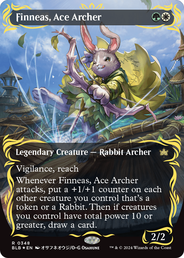 Finneas, Ace Archer (Borderless) (Raised Foil) [Bloomburrow] | Gate City Games LLC