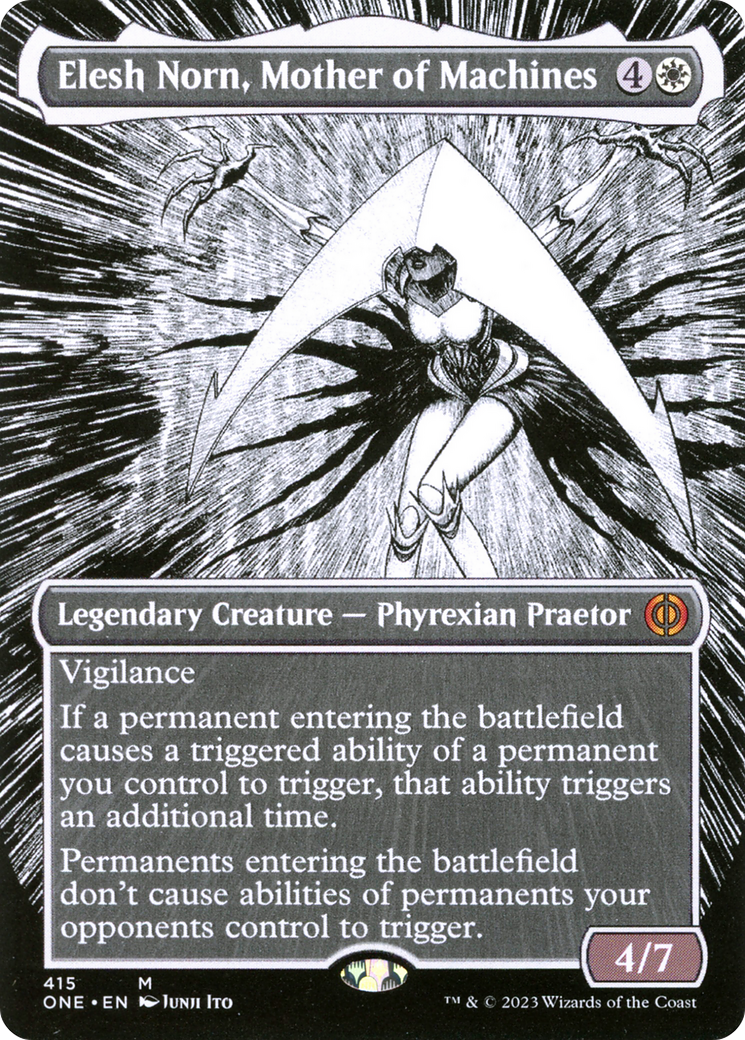 Elesh Norn, Mother of Machines (Borderless Manga) [Phyrexia: All Will Be One] | Gate City Games LLC
