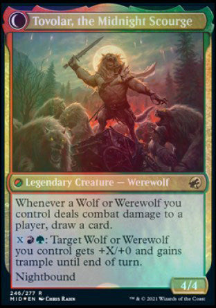 Tovolar, Dire Overlord // Tovolar, the Midnight Scourge [Innistrad: Midnight Hunt Prerelease Promos] | Gate City Games LLC
