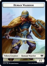 Human Warrior // Cat Double-Sided Token [Kaldheim Tokens] | Gate City Games LLC