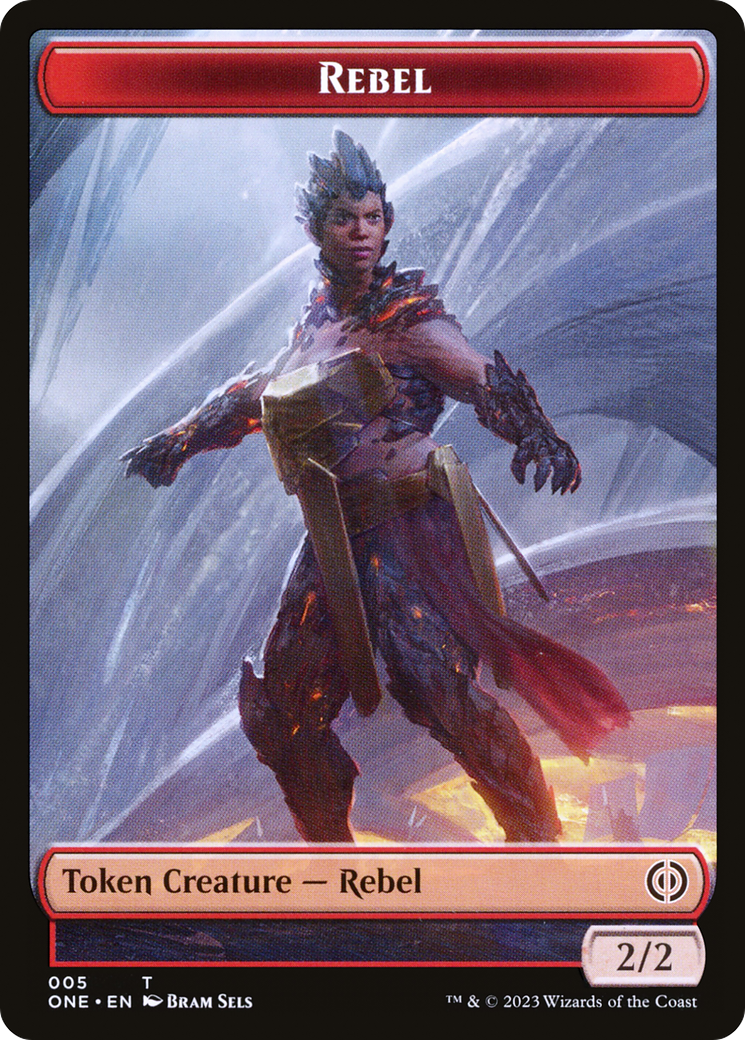 Rebel // Goblin Double-Sided Token [Phyrexia: All Will Be One Commander Tokens] | Gate City Games LLC