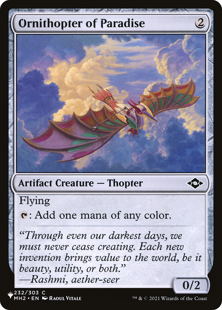 Ornithopter of Paradise [The List Reprints] | Gate City Games LLC