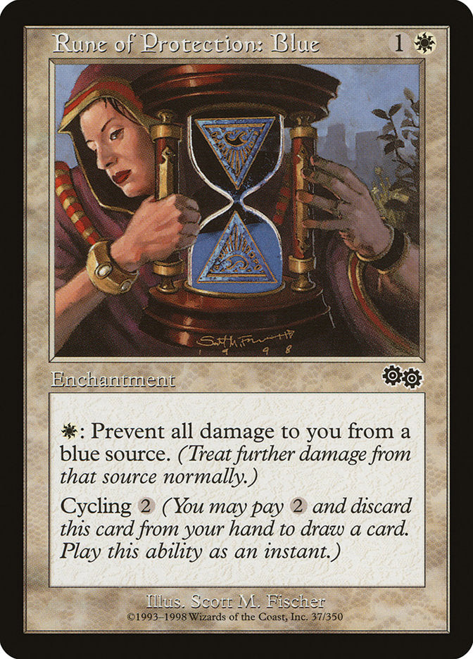 Rune of Protection: Blue [Urza's Saga] | Gate City Games LLC