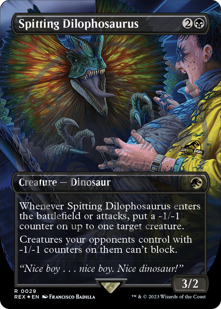 Spitting Dilophosaurus (Emblem) (Borderless) [Jurassic World Collection Tokens] | Gate City Games LLC