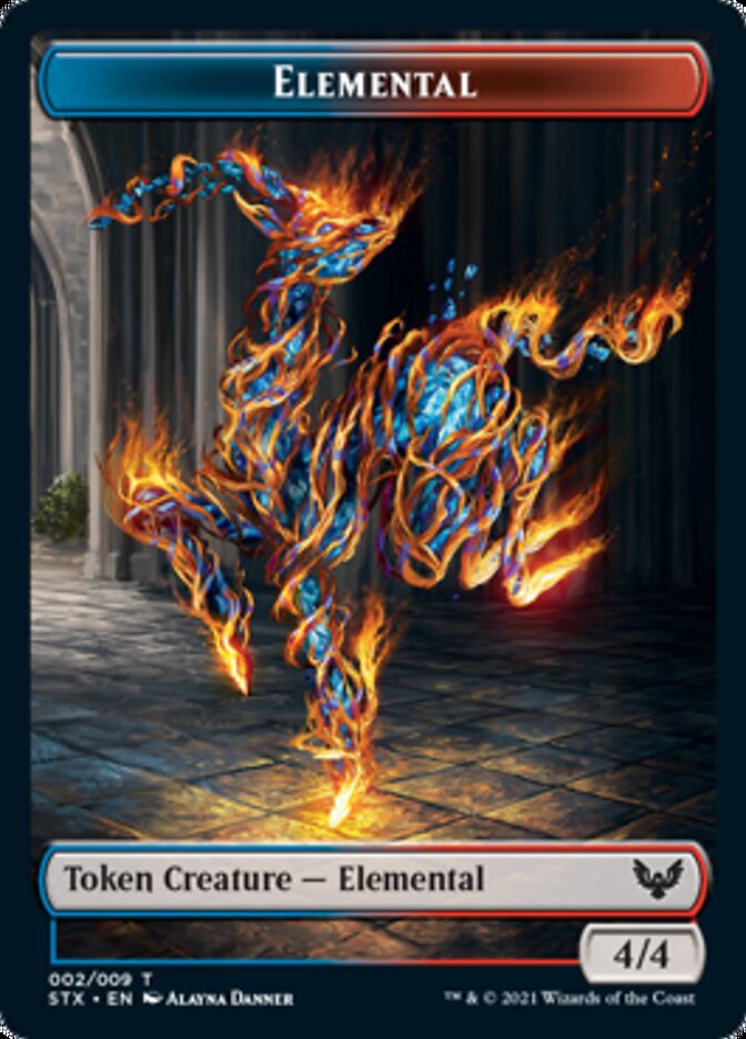 Elemental // Lukka, Wayward Bonder Emblem Double-Sided Token [Strixhaven: School of Mages Tokens] | Gate City Games LLC