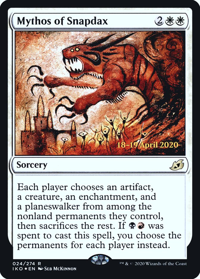 Mythos of Snapdax [Ikoria: Lair of Behemoths Prerelease Promos] | Gate City Games LLC