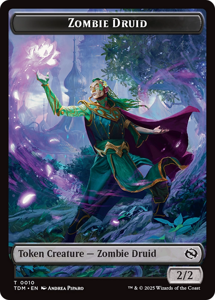 Treasure // Zombie Druid Double-Sided Token [Tarkir: Dragonstorm Tokens] | Gate City Games LLC