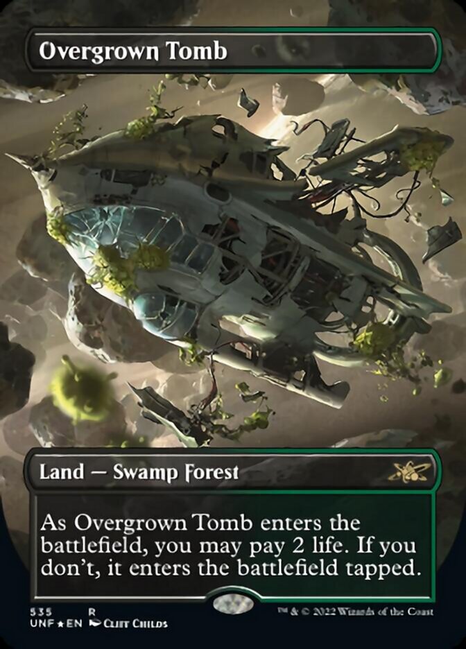 Overgrown Tomb (Borderless) (Galaxy Foil) [Unfinity] | Gate City Games LLC