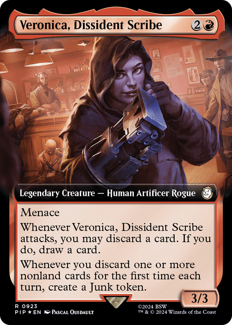 Veronica, Dissident Scribe (Extended Art) (Surge Foil) [Fallout] | Gate City Games LLC