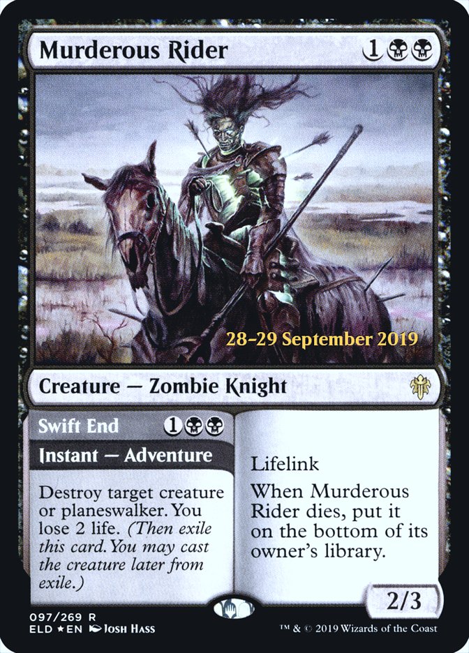Murderous Rider // Swift End [Throne of Eldraine Prerelease Promos] | Gate City Games LLC
