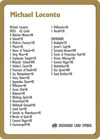 1996 Michael Loconto Decklist Card [World Championship Decks] | Gate City Games LLC