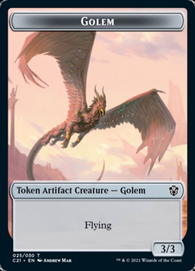 Golem (025) // Thopter Double-Sided Token [Commander 2021 Tokens] | Gate City Games LLC