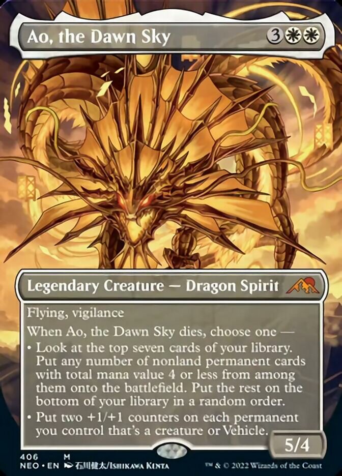 Ao, the Dawn Sky (Borderless Alternate Art) [Kamigawa: Neon Dynasty] | Gate City Games LLC