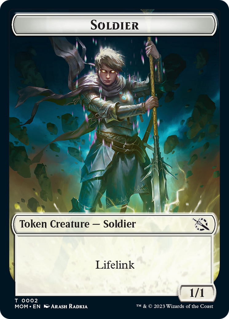 Soldier // Wrenn and Realmbreaker Emblem Double-Sided Token [March of the Machine Tokens] | Gate City Games LLC