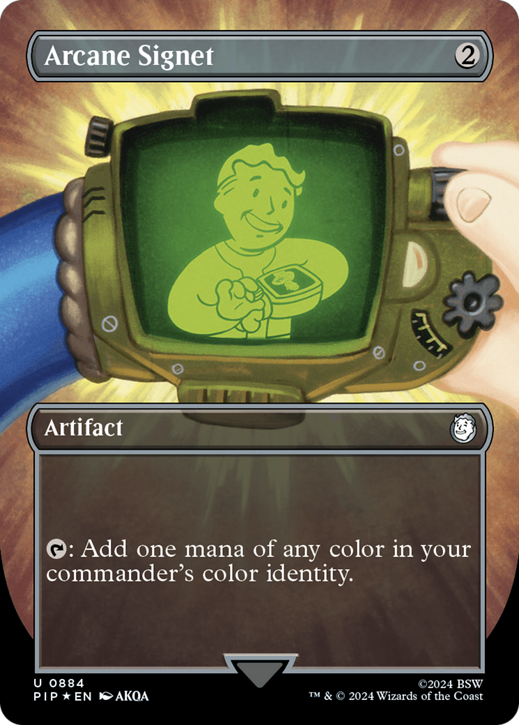 Arcane Signet (Borderless) (Surge Foil) [Fallout] | Gate City Games LLC