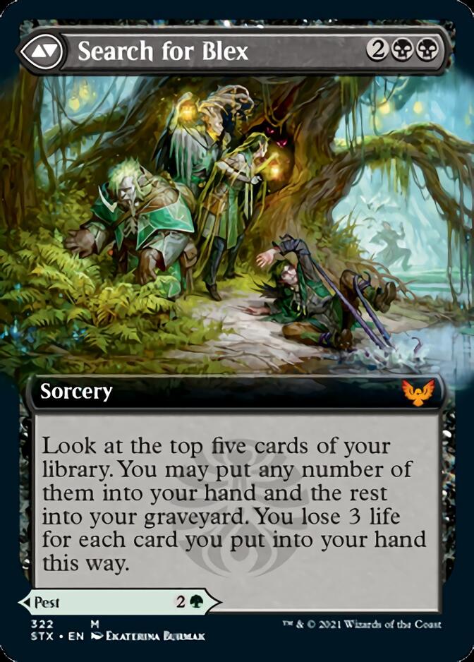 Blex, Vexing Pest // Search for Blex (Extended Art) [Strixhaven: School of Mages] | Gate City Games LLC