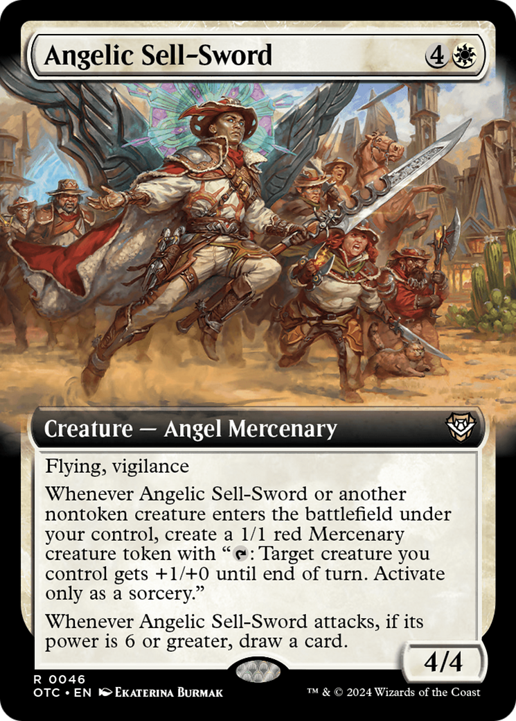 Angelic Sell-Sword (Extended Art) [Outlaws of Thunder Junction Commander] | Gate City Games LLC