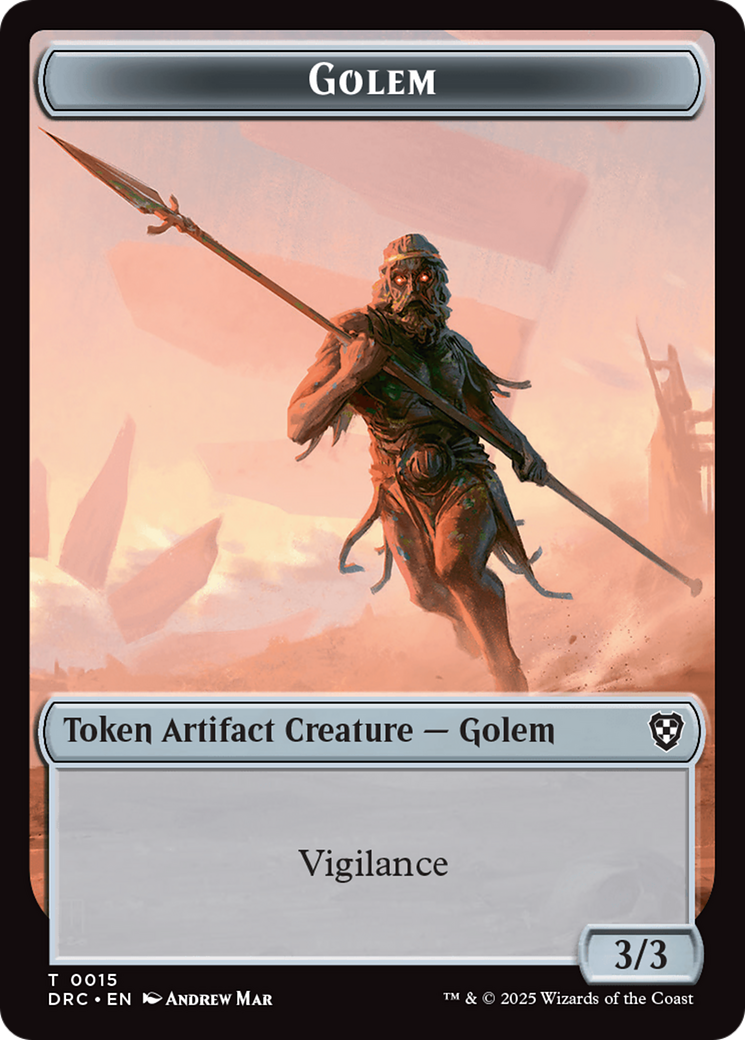 Golem (0014) // Golem (0015) Double-Sided Token [Aetherdrift Commander Tokens] | Gate City Games LLC