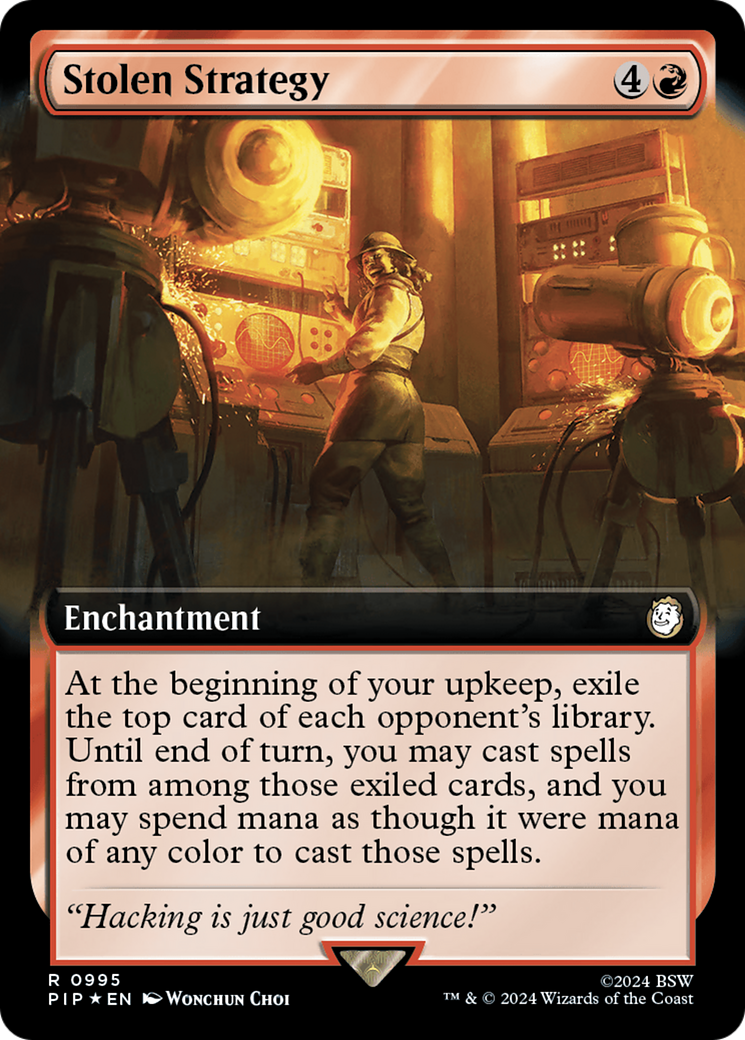 Stolen Strategy (Extended Art) (Surge Foil) [Fallout] | Gate City Games LLC