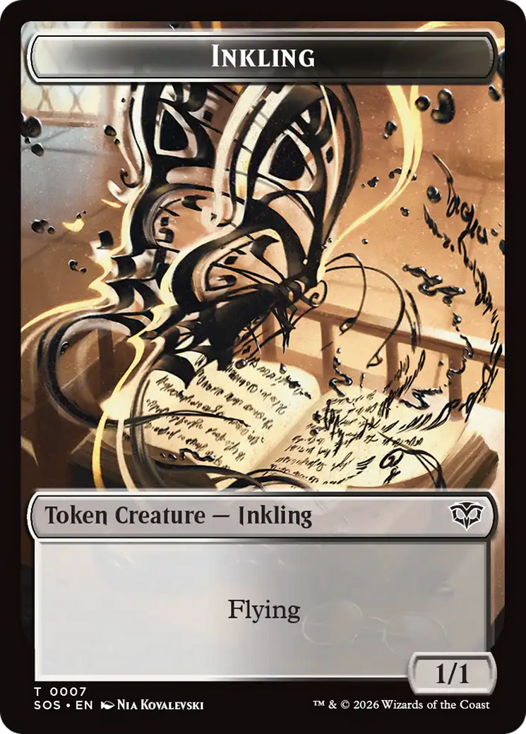 Inkling (0007) // Spirit (0011) Double-Sided Token [Secrets of Strixhaven Tokens] | Gate City Games LLC