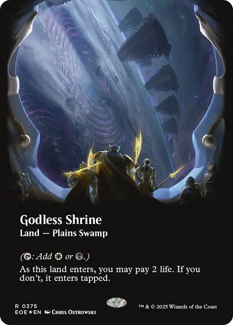 Godless Shrine (Borderless) (Galaxy Foil) [Edge of Eternities] | Gate City Games LLC