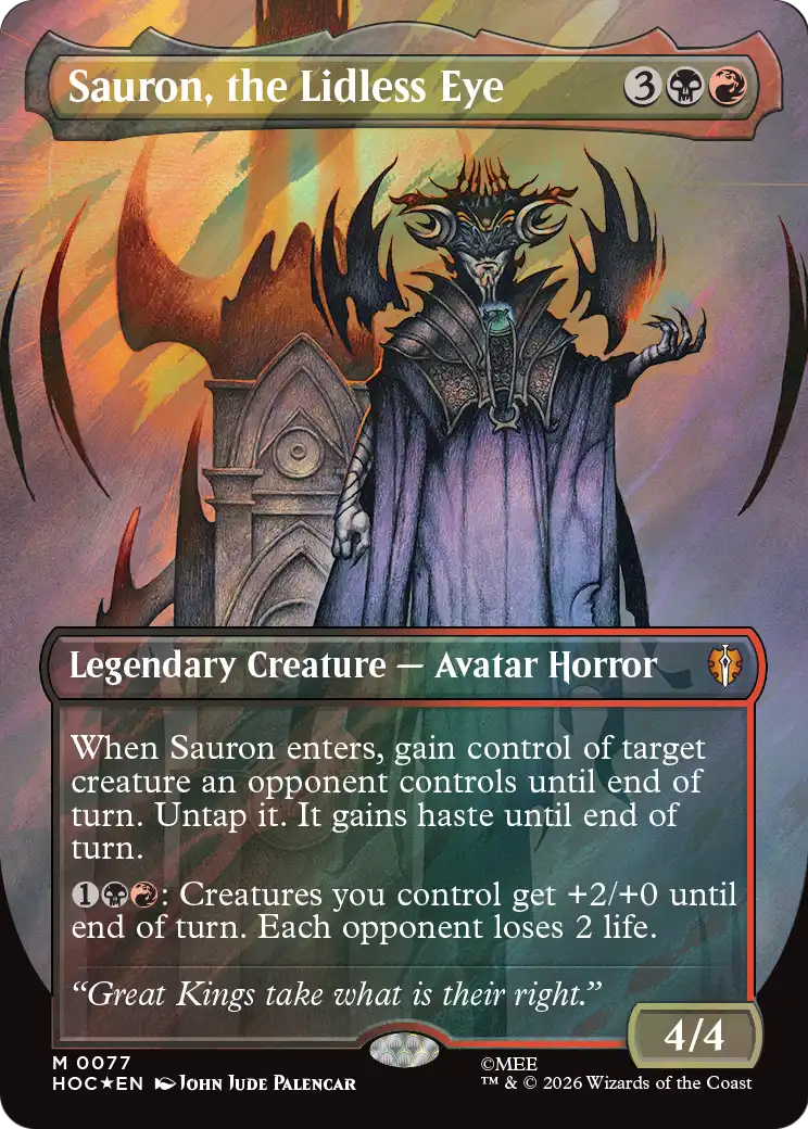 Sauron, the Lidless Eye (Borderless) (Surge Foil) [The Hobbit: Eternal-Legal] | Gate City Games LLC
