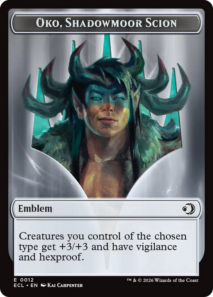 Elk // Emblem - Oko, Shadowmoor Scion Double-Sided Token [Lorwyn Eclipsed Tokens] | Gate City Games LLC