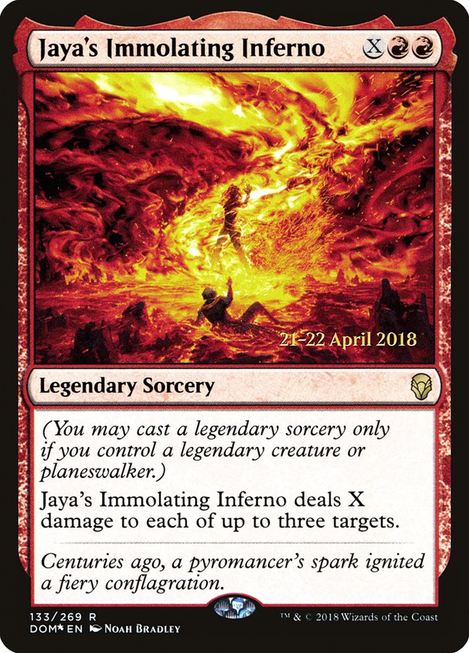 Jaya's Immolating Inferno [Dominaria Prerelease Promos] | Gate City Games LLC