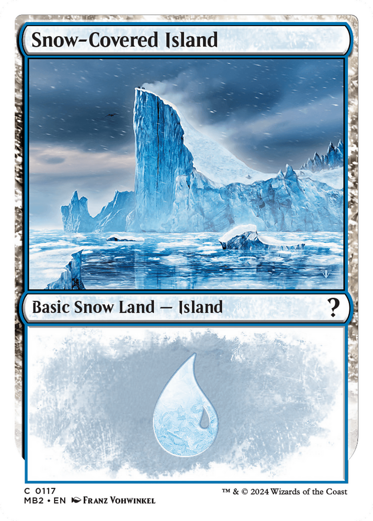 Snow-Covered Island (White Border) [Mystery Booster 2] | Gate City Games LLC
