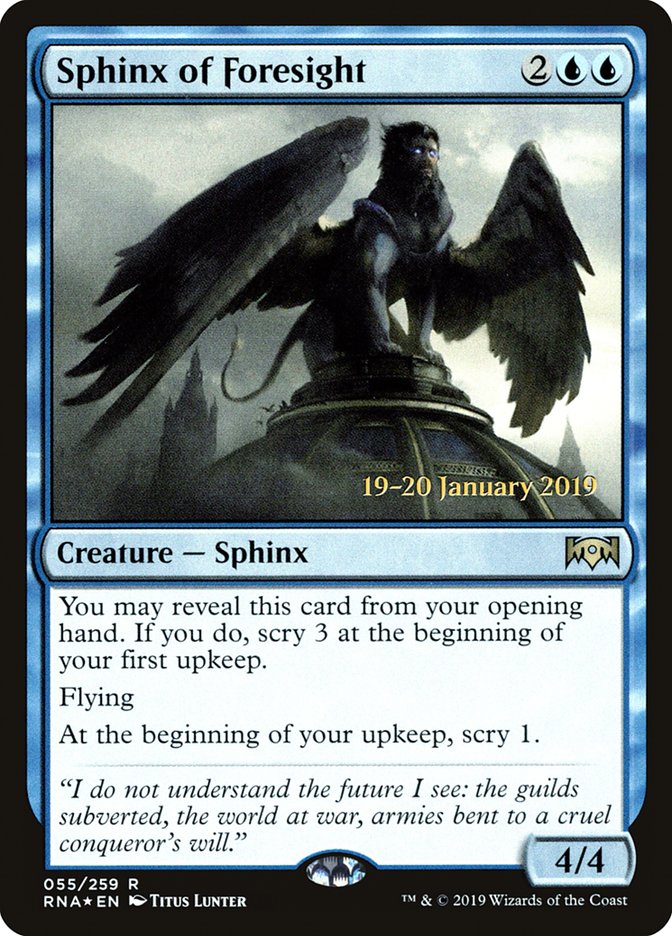 Sphinx of Foresight [Ravnica Allegiance Prerelease Promos] | Gate City Games LLC