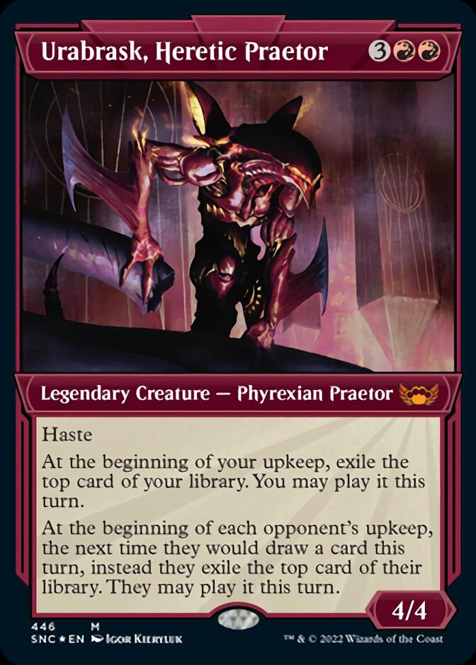 Urabrask, Heretic Praetor (Showcase Art Deco Foil Etched) [Streets of New Capenna] | Gate City Games LLC