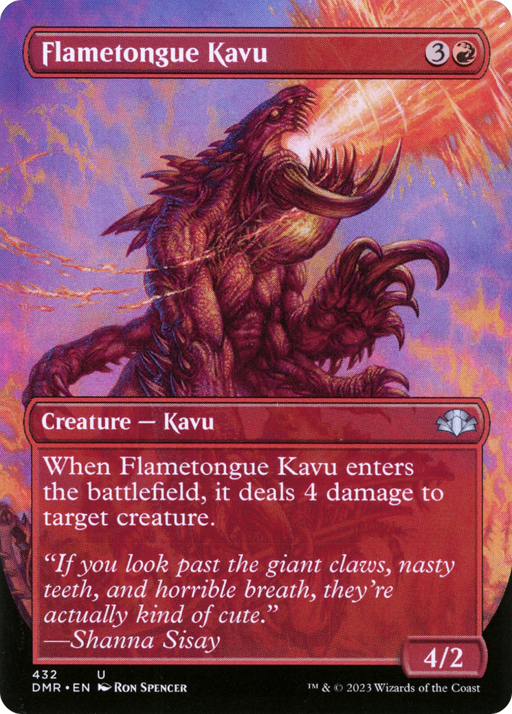 Flametongue Kavu (Borderless Alternate Art) [Dominaria Remastered] | Gate City Games LLC