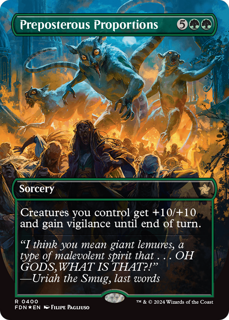 Preposterous Proportions (Borderless) (Mana Foil) [Foundations] | Gate City Games LLC
