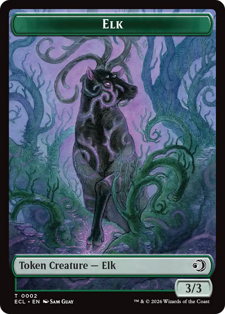 Elk // Emblem - Oko, Shadowmoor Scion Double-Sided Token [Lorwyn Eclipsed Tokens] | Gate City Games LLC