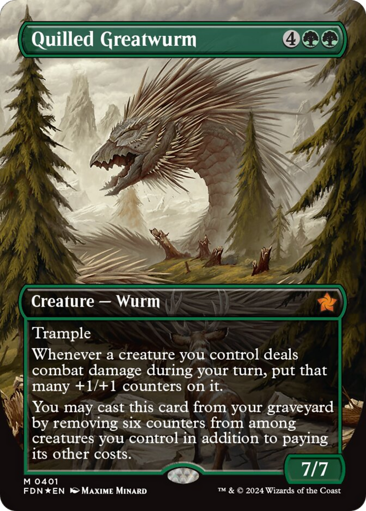 Quilled Greatwurm (Borderless) (Mana Foil) [Foundations] | Gate City Games LLC