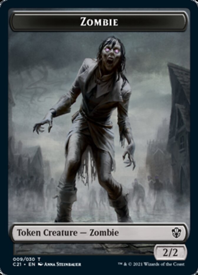 Zombie // Horror Double-Sided Token [Commander 2021 Tokens] | Gate City Games LLC